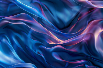 Obraz premium Abstract Silky Blue and Pink Fluid Waves - Smooth and Flowing Digital Art with Vibrant Gradient Colors and Soft Motion