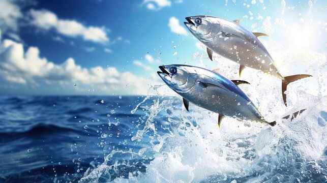 Tuna fish jump on World Tuna Day for conservation.