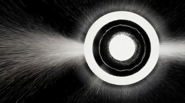 Black and white abstract vintage eclipse with motion design animation