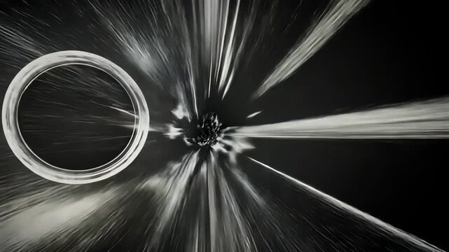 Black and white abstract vintage cosmic pattern with motion design animation