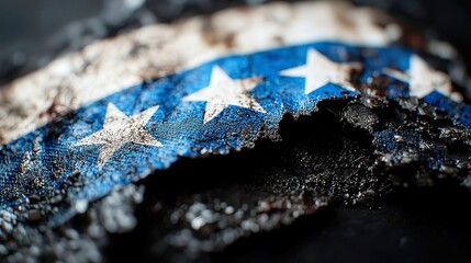 Obraz premium Blue Lives Matter Flag, a striking closeup showcasing vibrant blue tones and detailed texture, symbolizing support for law enforcement, perfect for awareness campaigns and discussions.