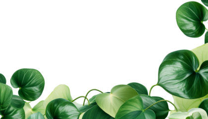 green leaves frame isolated on transparent background cutout