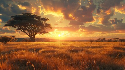 Fototapeta premium African plain at sunset