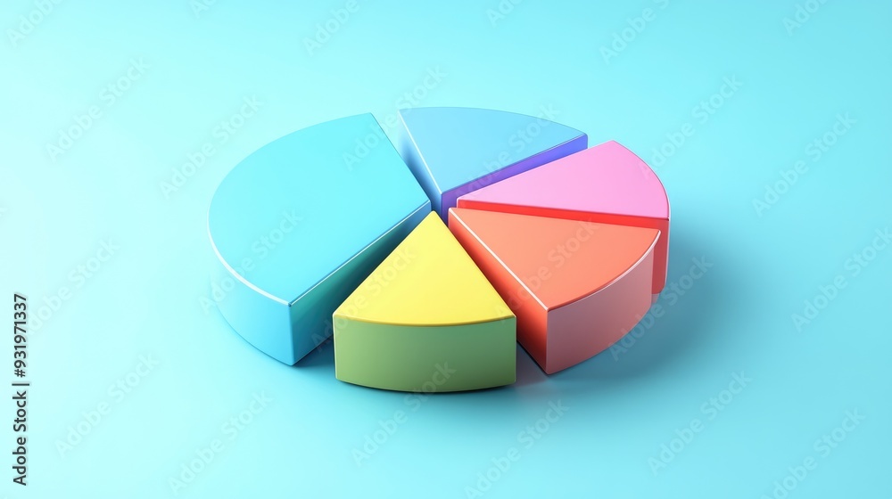Poster 3d rendered pie chart with empty space for text showcasing a circular diagram design