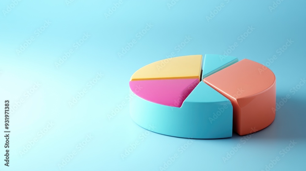 Poster 3d rendered pie chart with empty space for text showcasing a circular diagram design