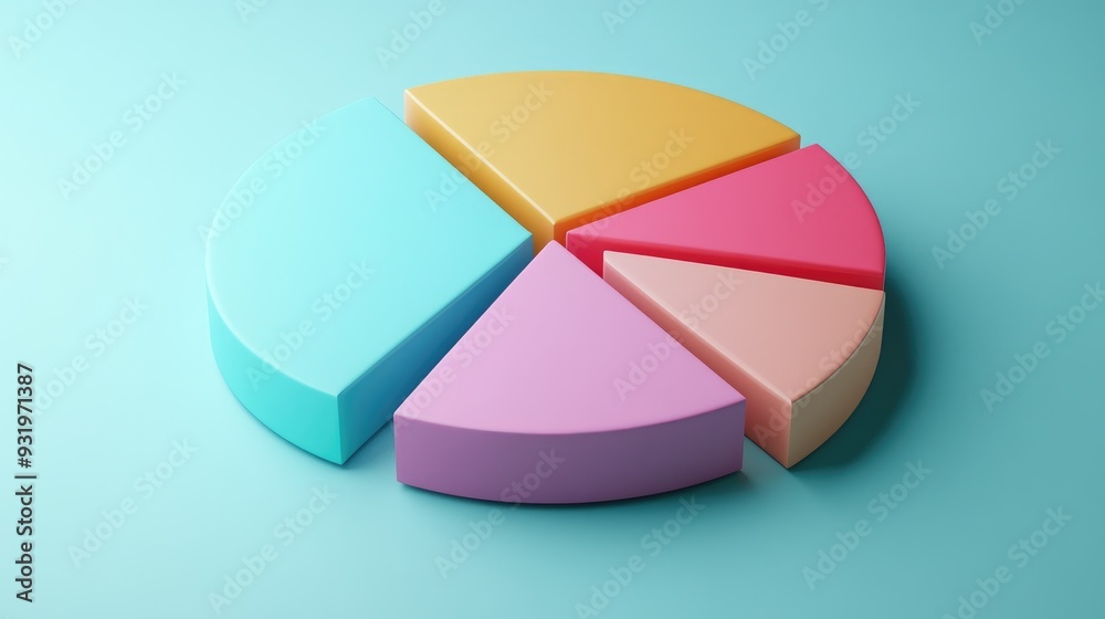 Poster 3d rendered pie chart with empty space for text showcasing a circular diagram design