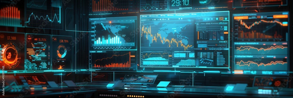 Poster a modern digital exchange platform showcases live cryptocurrency market values, charts, and analytic