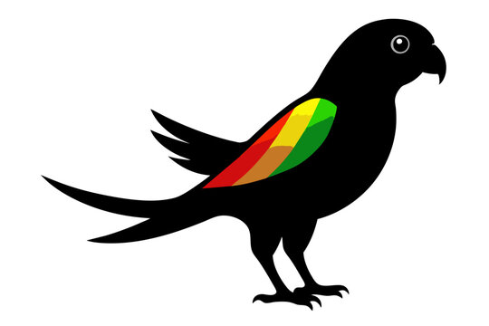 recommend clip art: Rainbow lorikeet silhouette black color vector art illustration 