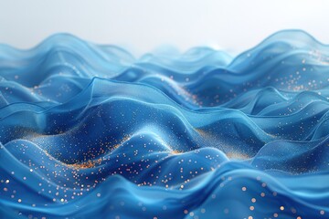 Obraz premium The image is of a blue ocean with a lot of glitter on it