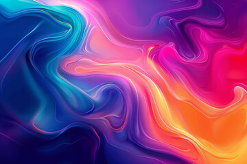 Obraz premium Vibrant Abstract Gradient with Flowing Lines - Dynamic and Energetic Swirls of Color in Futuristic Digital Art