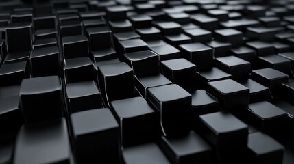Naklejka premium Abstract background featuring undulating waves composed of numerous black cube geometric shapes illuminated by a black and white light scheme 3D illustration with high resolution