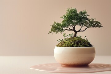 Fototapeta premium Bonsai Tree in a Pot with Water Droplets