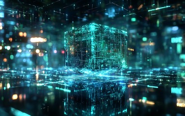 Futuristic Abstract De-focus Data Matrix