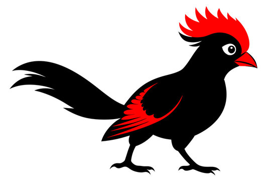recommend clip art:  Red crested turaco silhouette black color vector art illustration 