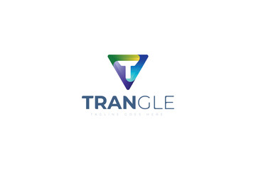  letter T triangle logo design template