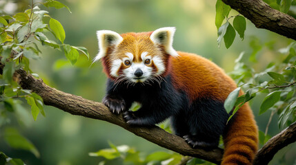 Obraz premium A red panda in its natural habitat.