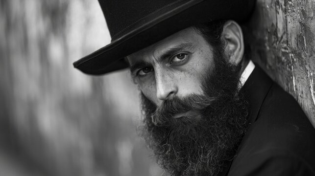 Portrait of senior orthodox jewish. Purim, festival, holiday, celebration, judaism, religion, human emotions concept.