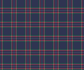 Plaid pattern, purple, red, green, white, seamless for textiles and design clothing, skirts, pants, aprons, tablecloths, blankets or decorative fabrics. Vector illustration.