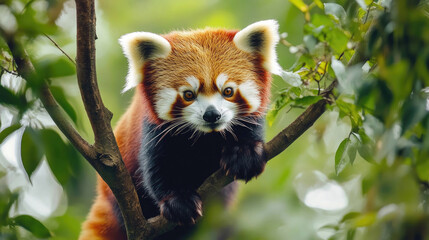 A red panda in its natural habitat.