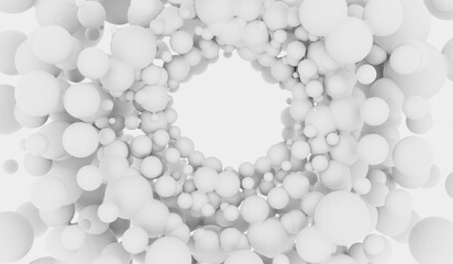 Abstract circle ball, center point, glass ball background, swirl, circle, 3D illustration