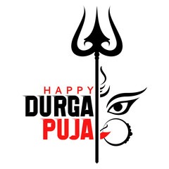 Happy Durga Puja, Hindu goddess durga face vector illustration design.