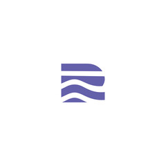 Letter R Logo line initial, Flat Vector Logo Design Template simple abstract purple