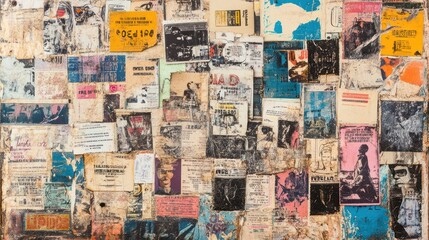 Naklejka premium Wall Covered in Worn-Out Posters