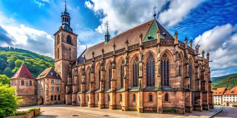 Saint-Thi?baut collegiate church with Gothic architecture in Thann, France Europe, coll?giale, Saint-Thi?baut, Thann, Vosges