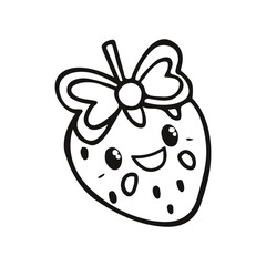 Handdrawn kawaii coloring book illustration Smiling boy child with healthy food in flat design