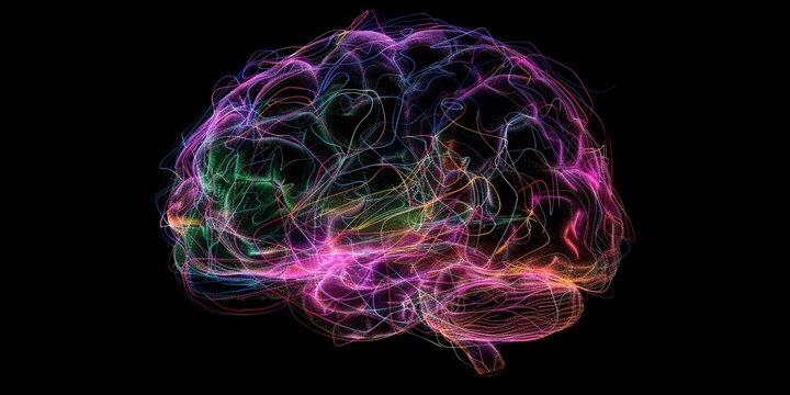 A detailed digital illustration of a human brain with bright neon connections represents the complexity and beauty of neural networks