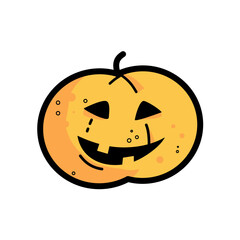 Cute pumpkin halloween lantern- vector icon