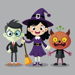 Collection of Halloween vector elements set of spooky autumn illustrations
