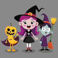 Collection of Halloween vector elements set of spooky autumn illustrations
