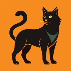 Halloween Cat Silhouette Vector Illustration