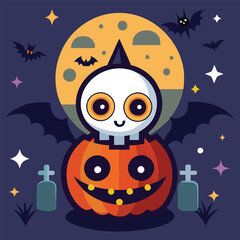 Cute Halloween ghosts cartoon Vector Illustration
