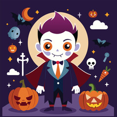 Cute Halloween ghosts cartoon Vector Illustration
