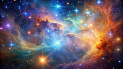 Fototapeta premium A stunning image of a colorful and ethereal space nebula surrounded by twinkling stars and cosmic dust , space, nebula