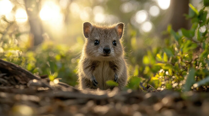 Obraz premium A curious little quokka exploring its surroundings.