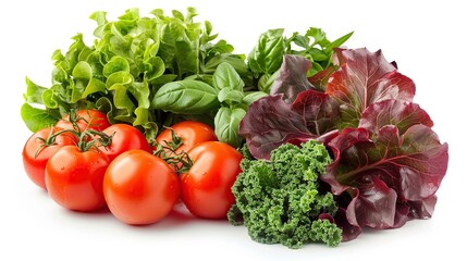 Fresh Salad with Tomatoes, Lettuce, and Basil