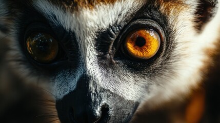 Naklejka premium Close-up of a Curious Lemur's Eye