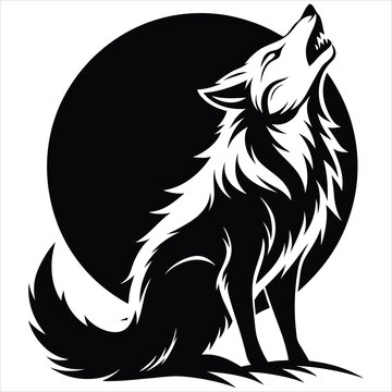 recommend clip art:  Wolf howling black white silhouette vector illustration on white background 