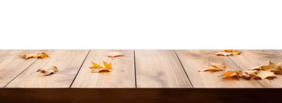 PNG Wooden table with blur autumn leaves nature background backgrounds outdoors plant. - Powered by Adobe