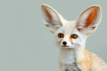Obraz premium A fennec fox isolated on a white background.