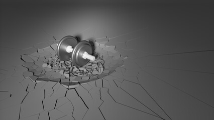 dumbbell fell on the floor and broke it