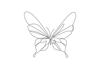 Continuous single line drawing of Butterfly ,one line vector illustration design of flying Butterfly