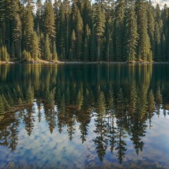 Obraz premium Reflection of trees in the lake