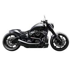 Fototapeta premium A dynamic side view of a contemporary black motorcycle, isolated on a transparent background 