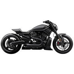 Obraz premium A dynamic side view of a contemporary black motorcycle, isolated on a transparent background 