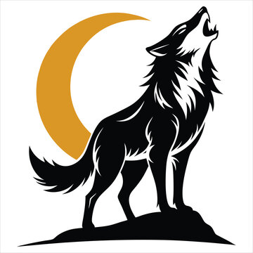 recommend clip art:  Wolf howling black white silhouette vector illustration on white background 