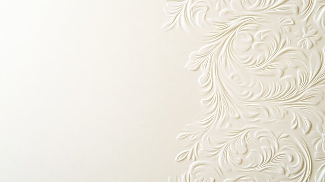 White background with embossed floral design.